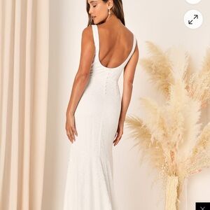 Lulu's White Sheath Maxi Dress with Scoop Neckline
